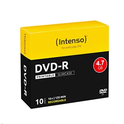 Image de Intenso 10 x DVD R (G) 4.7 Go (240 minutes) 16x surface imprimable par jet d&#039;encre boîtier CD étroit