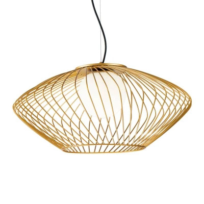 Afbeelding van Hanglamp Plec met kooikap in goud