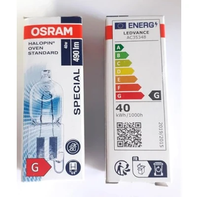 Afbeelding van OSRAM Halogeencapsulelampen, 40 W, G9, voor oven tot 300 graden, 2 stuks