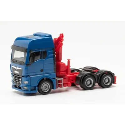 Afbeelding van Herpa Model vrachtwagen MAN TGX GX 6x4 Tractor met laadkraan, schaal 1:87, Duits model, verzamelstuk, plastic figuur