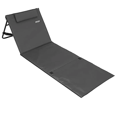 Afbeelding van Detex Strandmat Rugleuning Draagriem Zijtas 158x56x45,5cm Blauw Wit