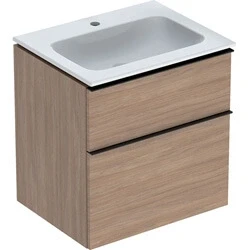 Afbeelding van Geberit iCon onderbouwkast met 2 laden en wastafel wit, eiken 600 x