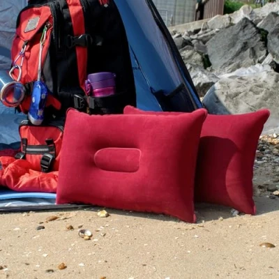 Afbeelding van TRIXES Opblaasbaar kussen voor reizen of kamperen Opblaaskussen Bordeaux 2 pack