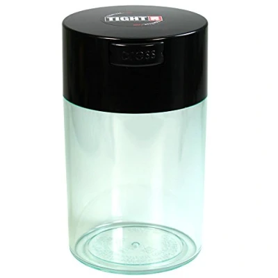 Afbeelding van Tightvac Luchtdichte container, 28,3 g tot 170 g, multifunctioneel voor droge goederen, levensmiddelen en kruiden, kunststof, Black Cap Clear Body, 57 liter/19 Fluid Ounce