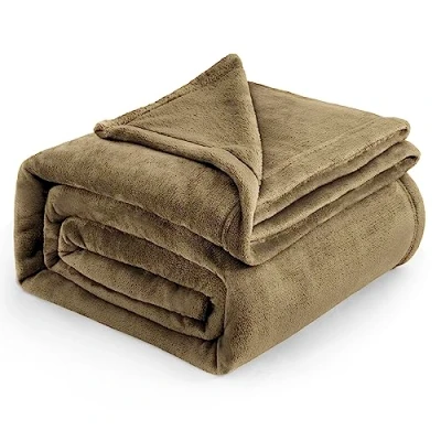 Afbeelding van Bedsure Fleecedeken voor kingsize bed, veelzijdig en wollig, extra grote deken, camel, 270 x 230 cm