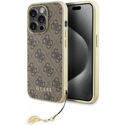 Afbeelding van Guess 4G Charms Back Case Geschikt voor Apple iPhone 15 Pro (6.1&quot;) Bruin