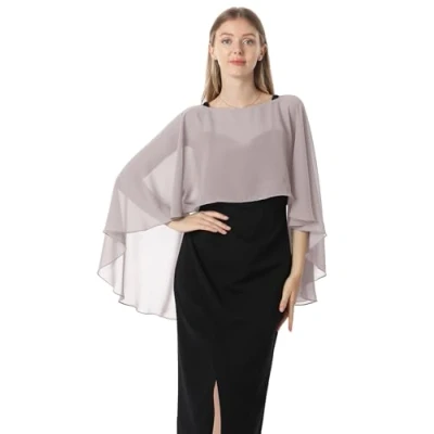 Afbeelding van Hotshawl Chiffon Cape001 Pashmina sjaal voor dames, grijs.
