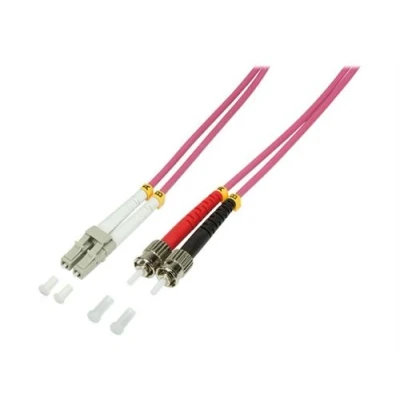 Image de LogiLink Cordon de raccordement LC multi mode (M) pour ST 1 m fibre optique duplex 50 / 125 microns OM4 sans halogène violet