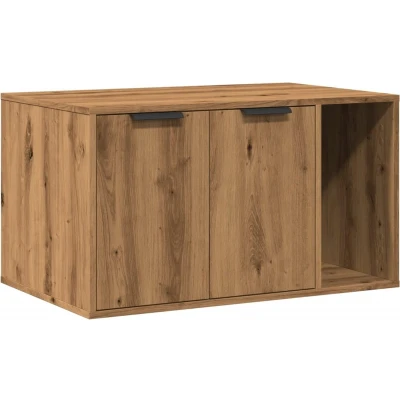 Afbeelding van vidaXL Kattenbakkast 80x50x45 cm bewerkt hout artisanaal eikenkleurig