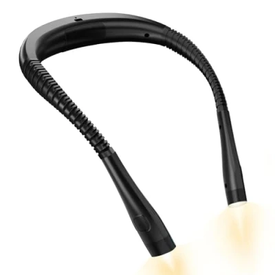 Afbeelding van NEUTYPECHIC leeslamp voor nek, 3 kleuren en helderheidsniveaus, zwart, met datakabel, om in bed te lezen, geschikt breien