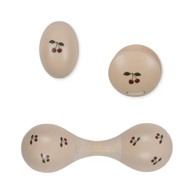 Afbeelding van Konges Sløjd Houten Muziekset Maracas, rammelaar ei en hand castagnette Cherry