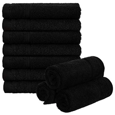 Afbeelding van Brandsseller Set van 10 zeepdoeken, washandjes, gastendoekjes, badstof, bad/huishouden, 30 x cm, 100% katoen, 470 g/m², zwart