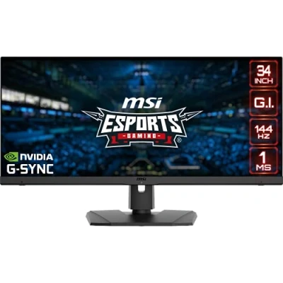 Afbeelding van MSI Optix MPG341QR Gaming Monitor 34 inch UWQHD IPS paneel 3440 x 1440, 144 Hz / 1ms GTG, compatibel met G Sync, kleurenbereik 91,5% DCI P3, DisplayHDR 400 DP 1.4, USB Type C, 2.0, HDMI