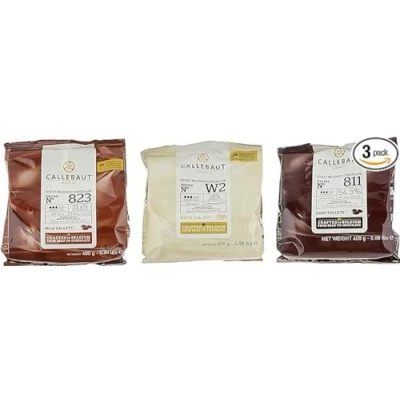 Image de Callebaut Bundle Chocolat de Couverture au Lait, Noir &amp; Blanc Belge Finest Belgian Chocolate (Callets) Lot 3 x 400g