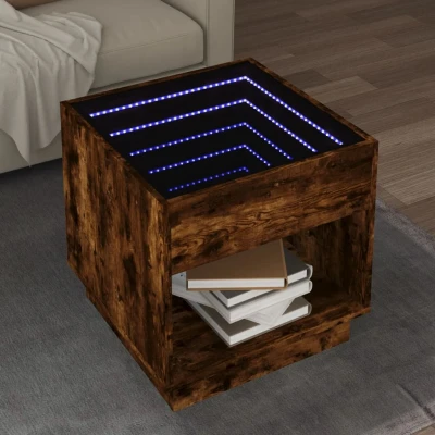 Afbeelding van vidaXL Salontafel met Infinity LED 50x50x50 cm gerookt eikenkleurig
