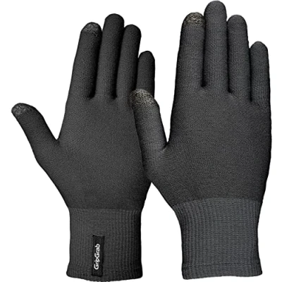 Afbeelding van GripGrab Merino Wool Liner Handschoenen Fiets Onderhandschoenen Touchscreen Fietshandschoenen met Merinowol Zwart Unisex Maat XL/XXL