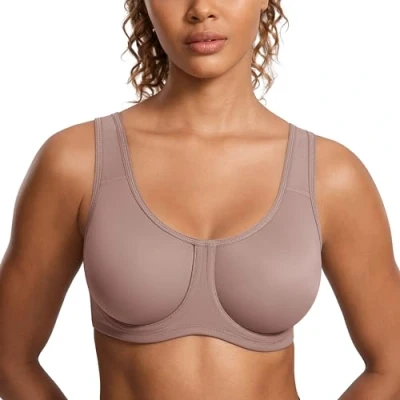 Afbeelding van SYROKAN Max Control Solid High Impact beugelsportbeha voor dames, grote maat, Baksteen