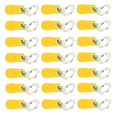 Afbeelding van Mintice 100 stuks gele kabelschoenen 2/5 inch voor auto, metalen ring, elektrische connectoren, krimpkabelschoenen, geïsoleerde klemmen, koperen punt, 10 12 AWG M10