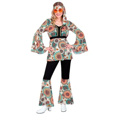 Afbeelding van Widmann Hippie Kostuum Very Vintage Jaren 60 Style Vrouw Blauw, Oranje Small Carnavalskleding Verkleedkleding