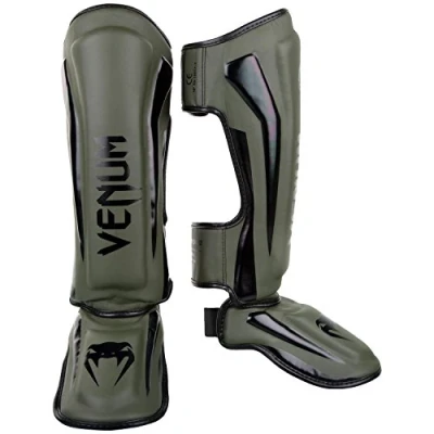 Afbeelding van Venum Elite Kickboks Scheenbeschermers Khaki Zwart XL
