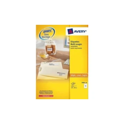 Afbeelding van AVERY 1.600 zelfklevende multifunctionele etiketten, formaat 105 x 37 mm, laser/inkjetdruk, (3484 100)