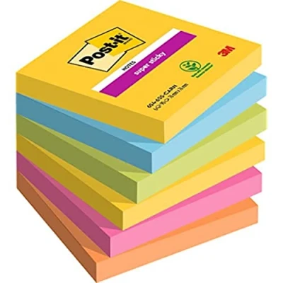 Image de Post it super sticky 654 6ss rio notes repositionnables 76 x mm 6546sr