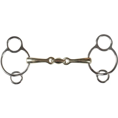 Afbeelding van Horka Pessoa Bit Double Link 16mm Goldbrass 11,5cm