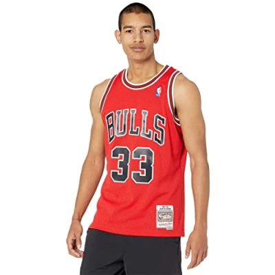 Afbeelding van Mitchell &amp; Ness Nba Swingman Road Jersey Bulls 97 Scottie Pippen heren (1 stuk), Rood
