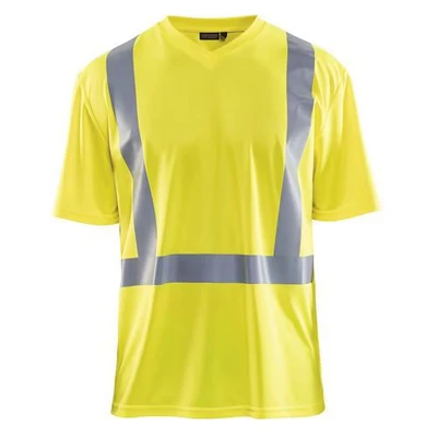 Image de T Shirt haute visibilité col en V anti UV odeur jaune fluorescent