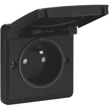 Afbeelding van Spuitwaterdicht (hydro) stopcontact opbouw 16 A/250 Vac met penaarde, kinderveiligheid en schroefklemmen, exclusief opbouwdoos, black