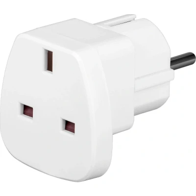 Afbeelding van Goobay reisadapter UK naar EU, wit socket &gt; beschermende contactstekker (type F, CEE 7/7)