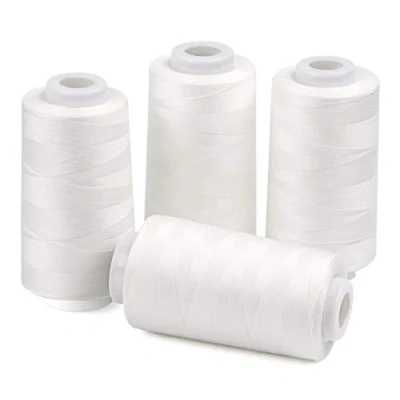 Afbeelding van ilauke Draadspoelen voor naaimachines, 4 stuks, overlockgaren, spoelen met witte naaigaren, 3000 yards