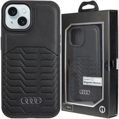 Afbeelding van Audi synthetisch leren hoesje met MagSafe voor iPhone 15 Plus / 14 Zwart