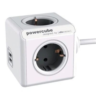 Image de Multiprise élec. Powercube 4 prises 2 USB et câble secteur 1,5 m