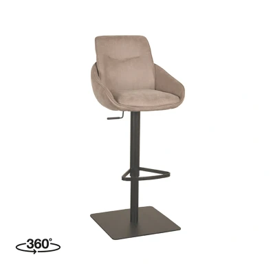 Afbeelding van LABEL51 Barkruk Beauty Taupe Micro Suede 58.5x52x88 cm