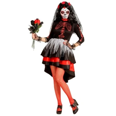 Afbeelding van Bruid Dia De Los Muertos Vrouw Kostuum Maat M