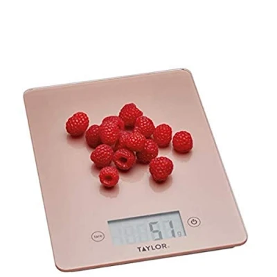 Afbeelding van KitchenCraft Taylor Pro Digitale Keukenweegschaal 17 x 23 cm Glas En Plastic Rosé Goud
