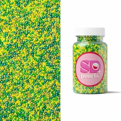 Image de SD Pearls Mélange de perles sucre, sucre comestibles, décoration gâteau, décoratives pour biscuits, gâteaux, cupcakes, beignets, dessert (vert, 100 g)