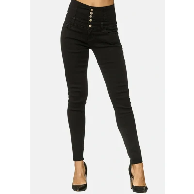 Afbeelding van Elara Chunkyrayan, skinny jeans voor dames met hoge taille, zwart.
