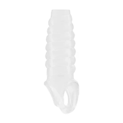 Afbeelding van Sono No.21 Penis Sleeve met Testikel Bevestiging voor Optimale Stimulering door Geribbelde Structuur Transparant