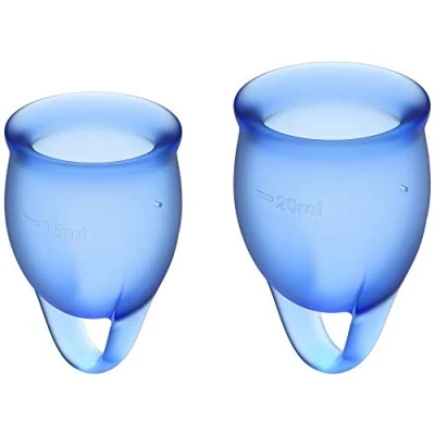 Afbeelding van Satisfyer Feel Confident Menstruatie Cup Set Donkerblauw