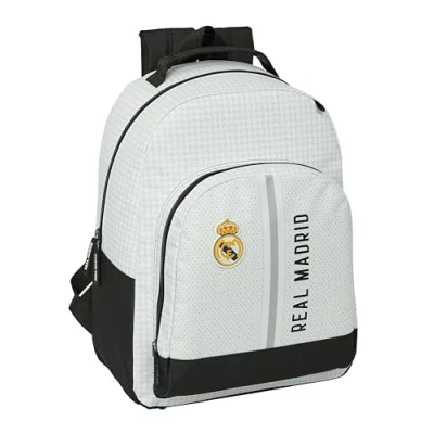 Afbeelding van Safta Real Madrid 1. Team 24/25 Rugzak aanpasbaar aan trolley, rugzak, ideaal voor kinderen van verschillende leeftijden, comfortabel en veelzijdig, 32 x 15 42 cm, wit/grijs, 21,5 l, wit/grijs,,