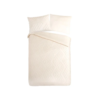 Afbeelding van Pure Dekbedovertrek &quot;luxe zizag biezen/ borduursels&quot; Wit (140x200/220 cm) Microfiber