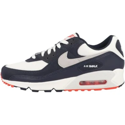Afbeelding van Nike Sportswear AIR MAX 90 Sneakers laag, Heren, Maat: 38.5, Obsidian/pure platinum/track red Imitatieleer/ textiel