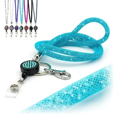 Afbeelding van CKB ltd. Sleutelkoord uittrekbaar Glinster Strass Imitatie diamand Blauw