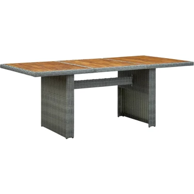Afbeelding van vidaXL Tuintafel poly rattan en massief acaciahout lichtgrijs