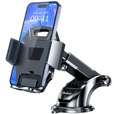 Afbeelding van Beikell telefoonhouder voor in de auto, mobiele dashboard, met één knop iPhone15/14/13/X, Galaxy, Mate usw.