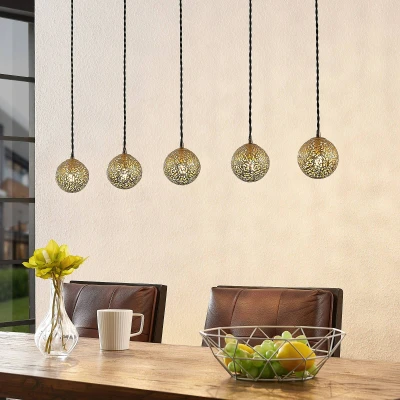 Afbeelding van Lucande hanglamp 5lichts ijzer G9 zwart, goud