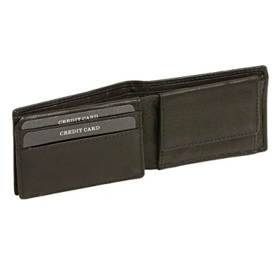 Afbeelding van LEAS Klassieke mini portemonnee voor dames en heren, RFID bescherming, met extra platte klep, van echt leer, zwart, 10 x 7 cm, gesloten, zwart., gesloten
