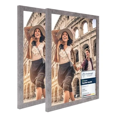 Afbeelding van CABBEL Fotolijst 30 x 40 cm, grijs (beton), stabiele mdf houten lijst, onbreekbaar plexiglas, om op te hangen en neer zetten, ideaal voor foto&#039;s/afbeeldingen/collages
